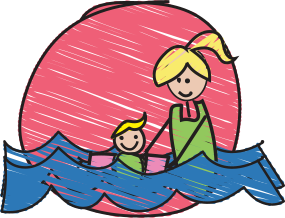 Image of a mother and child swimming