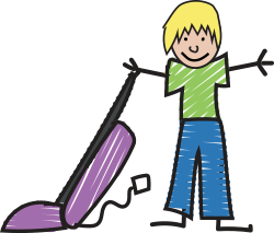 Image of a child with a vacuum cleaner