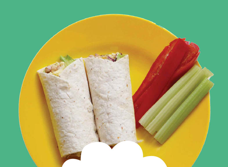 Bean & Cheese Wrap with Celery and Red Pepper Image
